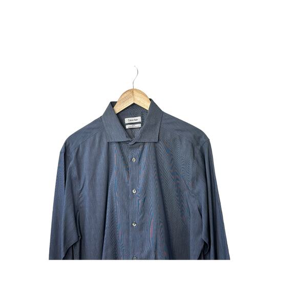 Calvin Klein Gray Slim Fit Performance Non-Iron Button Down Shirt 17 34/35 - Picture 5 of 5